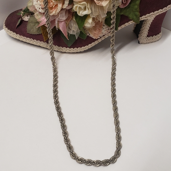 Vintage Silver tone Rope Necklace - Picture 2 of 5